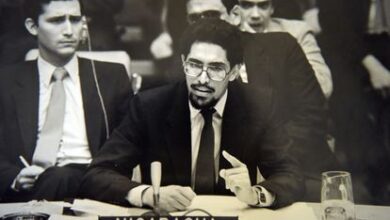 Víctor Hugo Tinoco en la asamblea de la ONU en Nueva York en 1979.