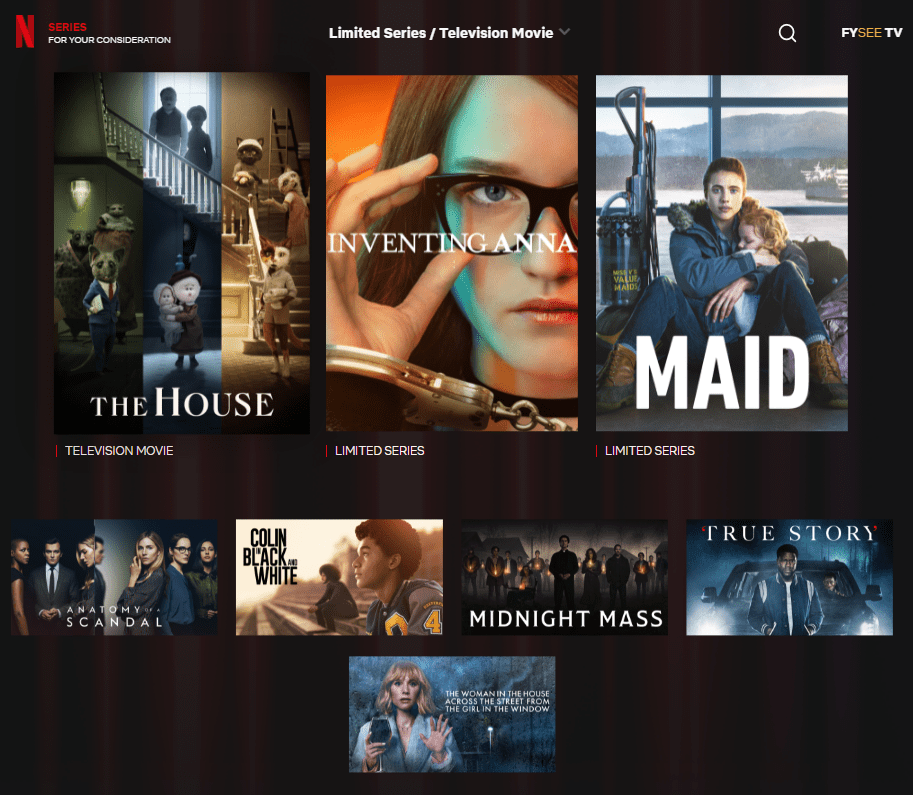 lista de series limitadas de netflix fyc