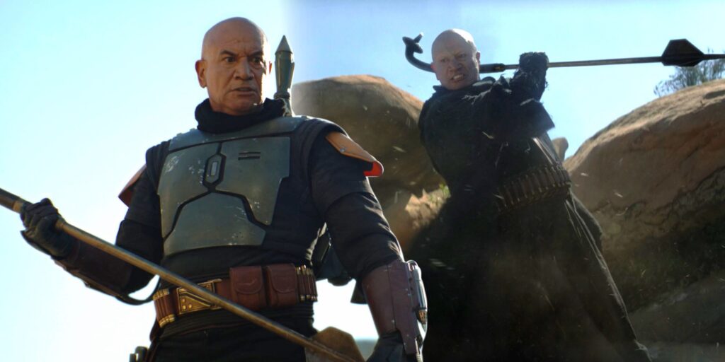 Temuera Morrison presentó el Gaffi Stick hecho por fans de Boba Fett