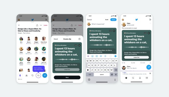 Twitter está probando una nueva herramienta de recorte para espacios con hosts iOS seleccionados