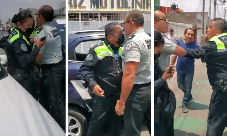 Video: Uniformado golpea a policías de tránsito de Puebla… pero no es de la Guardia Nacional