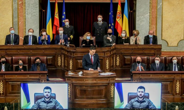 Zelenski invoca el bombardeo de Gernika ante el Congreso español y pide dureza contra Rusia