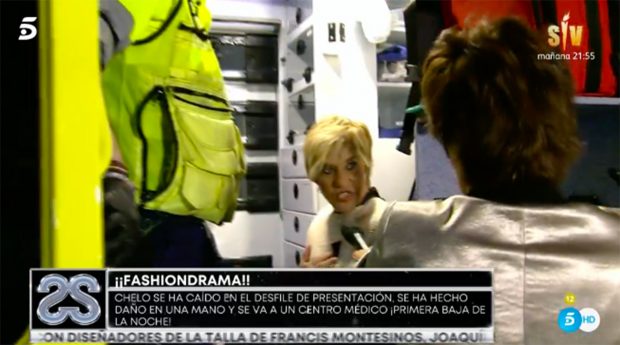 Chelo García-Cortés sufre una aparatosa caída y es trasladada al hospital / Telecinco