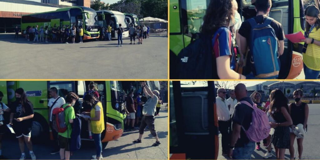 Caravana de 35 autocares con más de 2.000 culés desde Barcelona a Turín