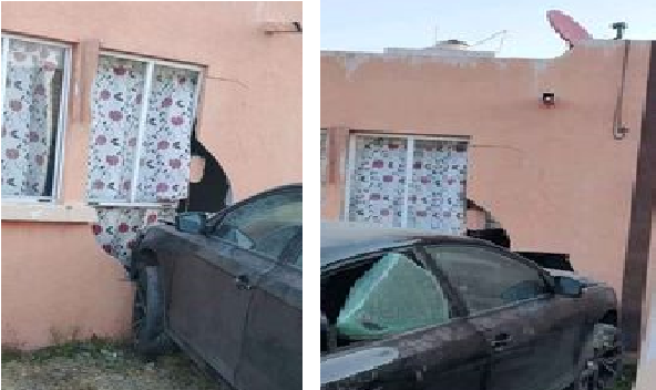 Chocó contra una casa, iba ebrio, se niega a pagar daños, en Col. Valle Dorado de San Juan del Río