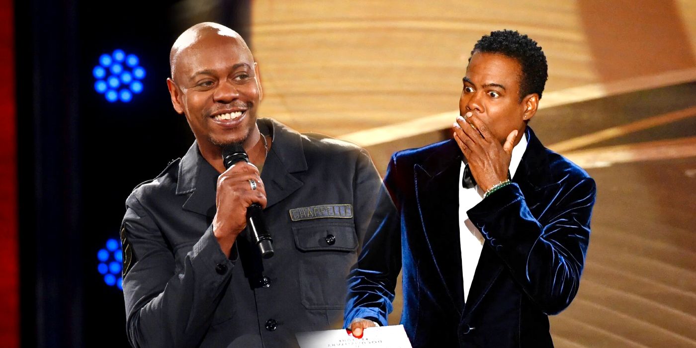 Chris Rock reacciona al ataque de Dave Chappelle durante un programa de comedia