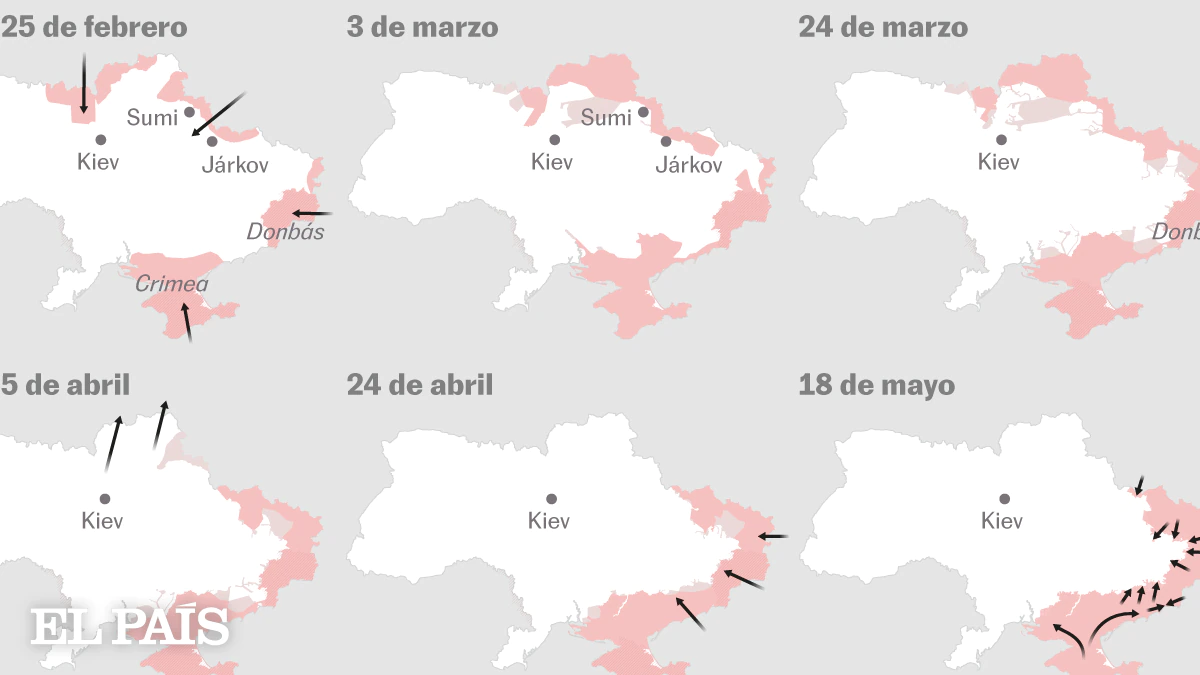 Cómo ha cambiado el mapa de Ucrania en tres meses de guerra