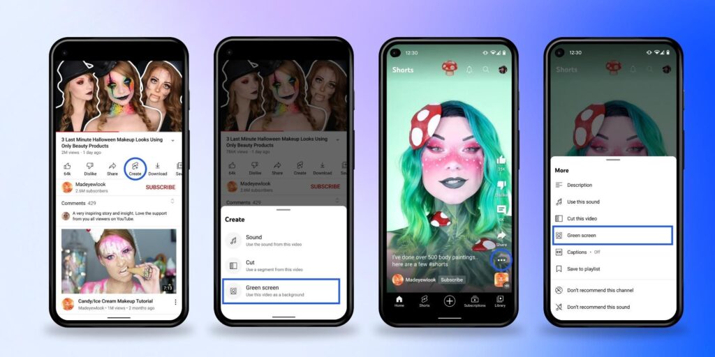 Cómo usar la función de pantalla verde en los cortos de YouTube
