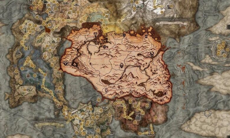 Comparación entre el mapa de Skyrim y las tierras de Elden Ring