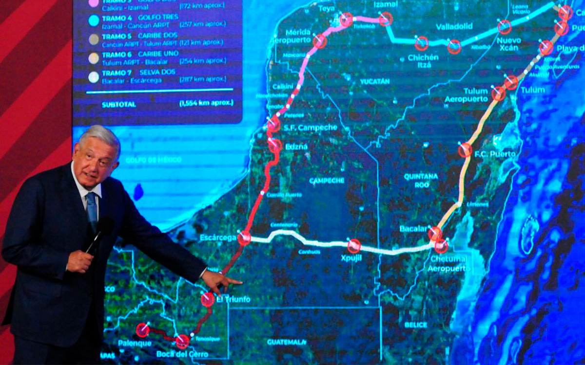 AMLO justifica que Tren Maya sea obra de seguridad nacional; está interviniendo EU financiando “pseudoambientalistas”, asegura