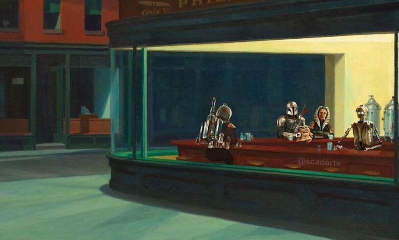 Fan art mandaloriano con Boba, Ahsoka y Grogu recrea famosa pintura al óleo