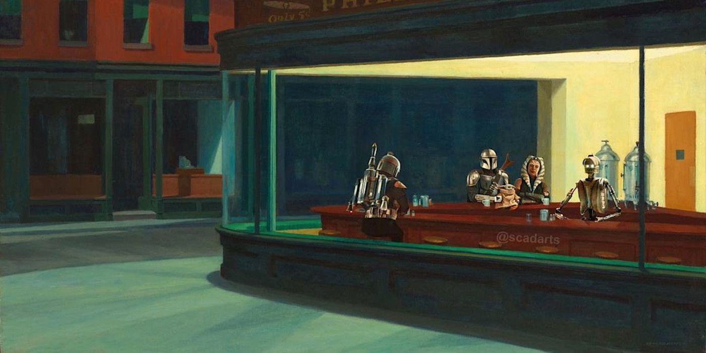 Fan art mandaloriano con Boba, Ahsoka y Grogu recrea famosa pintura al óleo