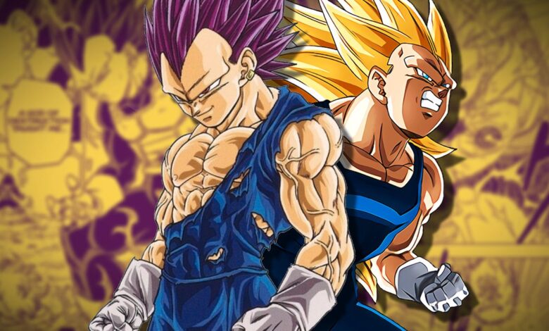 Goku roba la forma Ultra Ego de Vegeta en el diseño original de Super Saiyan 3