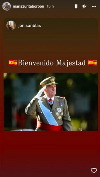 María Zurita da la bienvenida a don Juan Carlos / @mariazuritaborbon