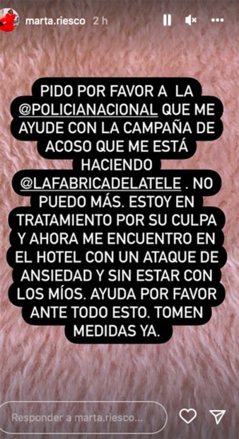 Storie de Marta Riesco / Instagram @marta.riesco
