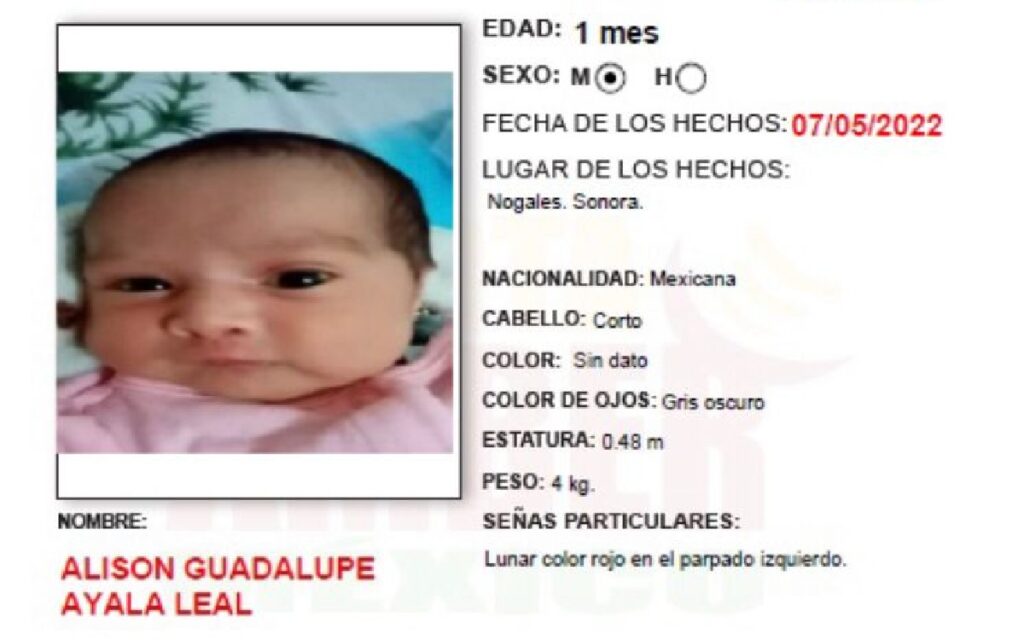 Roban a bebé de su casa en Sonora; activan alerta Amber