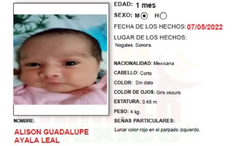 Roban a bebé de su casa en Sonora; activan alerta Amber