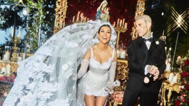 Todos los detalles del excéntrico vestido de novia de Kourtney Kardashian