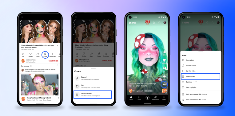 YouTube Shorts obtiene una función de 'pantalla verde' similar a TikTok