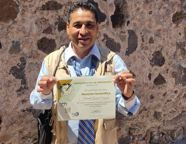 Armando Guerra logra Mención Honorífica dentro del Premio Estatal de Periodismo Querétaro 2022
