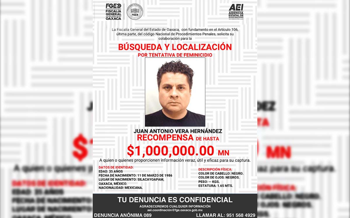 Fiscalía de Oaxaca ofrece recompensa por presunto autor intelectual de ataque con ácido contra María Elena Ríos