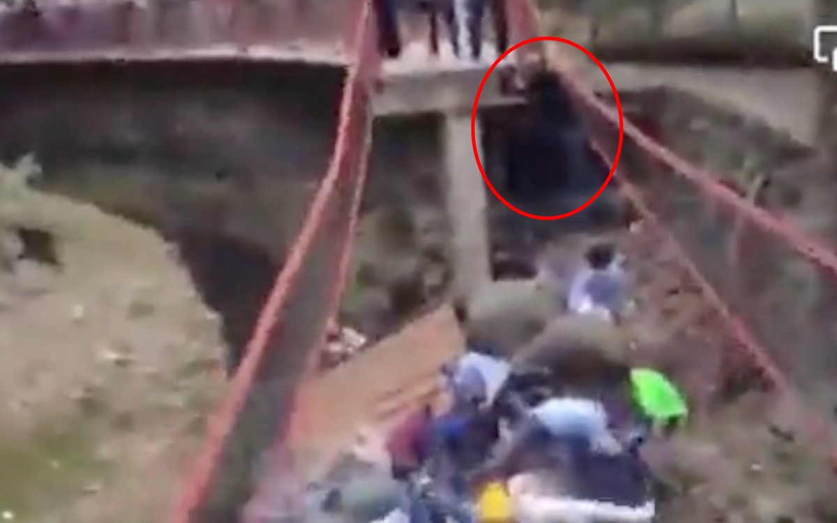 Hombre que brincaba en puente colgante se deslinda de accidente