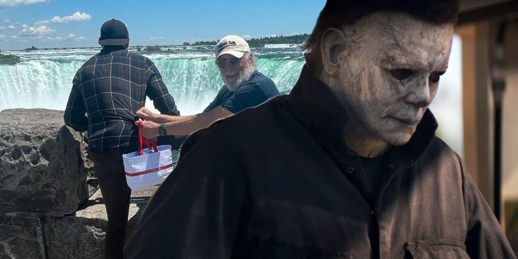 La estrella de Halloween finge saltar a las Cataratas del Niágara con el actor OG Michael