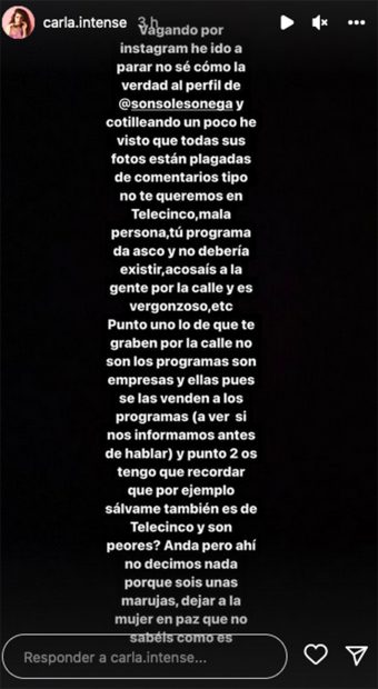 Storie de Carla Vigo / Instagram @carla.intense