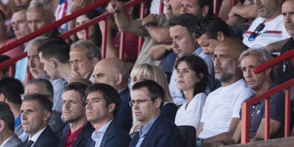 Pep Guardiola, en el palco de Montilivi