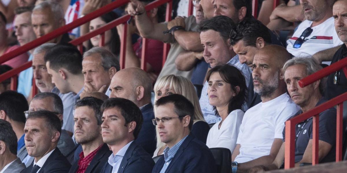 Pep Guardiola, en el palco de Montilivi