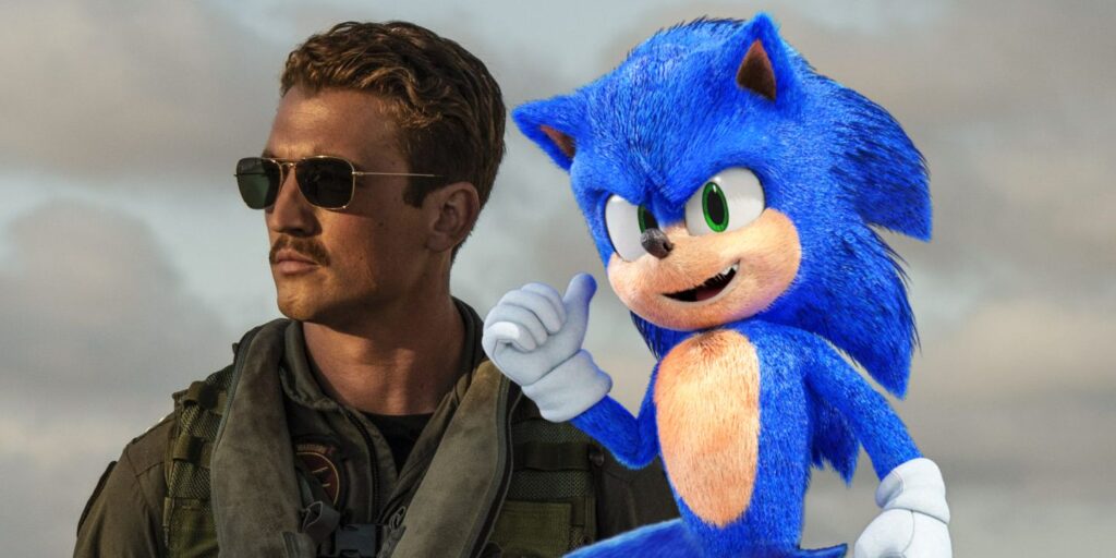 Sonic the Hedgehog vuela con Maverick y Rooster en Top Gun 2 AI Art