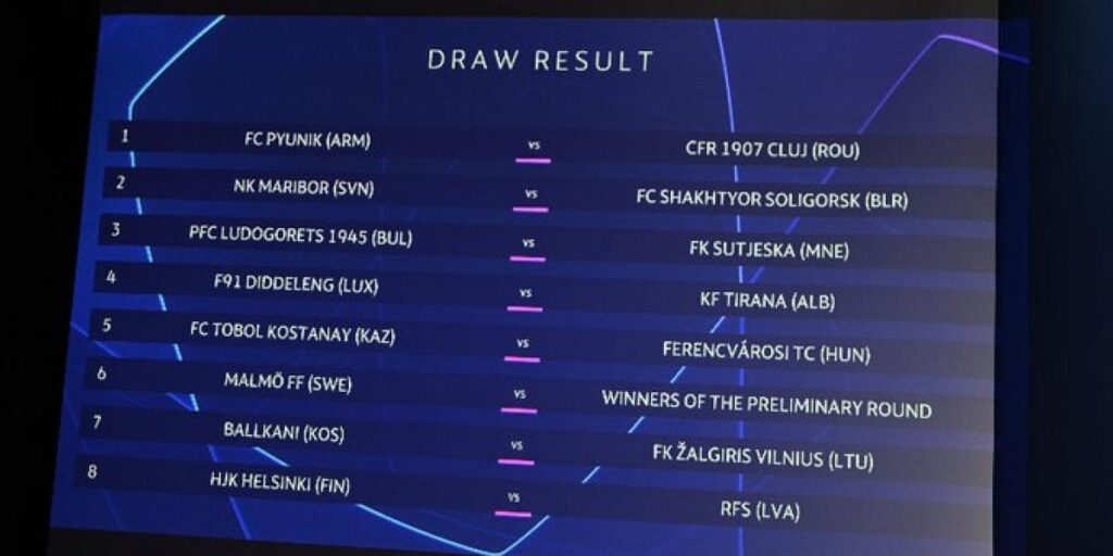 Sorteada la primera eliminatoria previa de la Champions