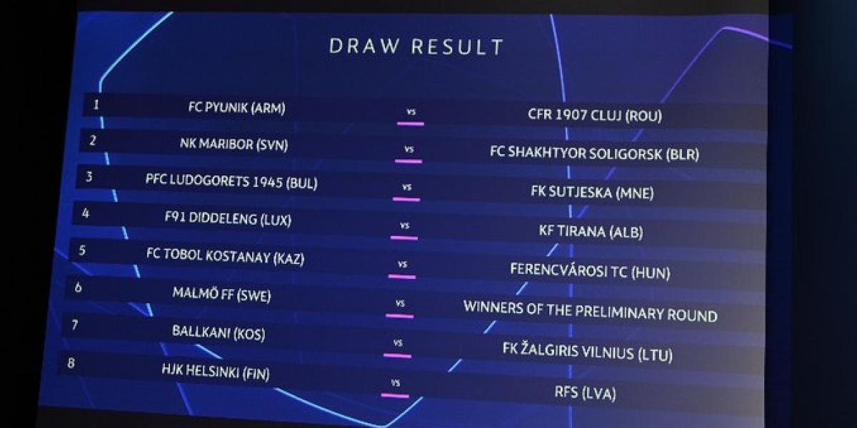 Sorteada la primera eliminatoria previa de la Champions