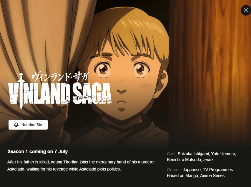 vinland saga temporada 1 netflix fecha de lanzamiento