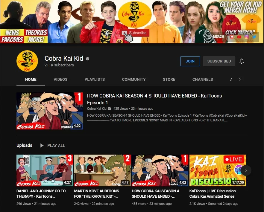 canal de youtube de cobra kai kid