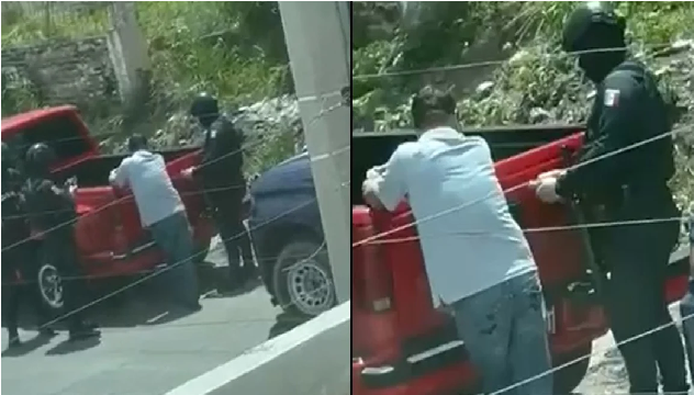 Captan a Policía Estatal presuntamente contando fajo de billetes, se ve extorsionando automovilísta