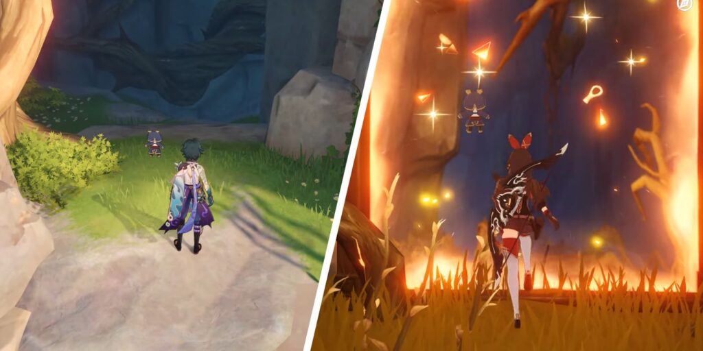 Cómo resolver el rompecabezas Pyro Pillar de Broken Isle en Genshin Impact