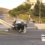This single-engine plane made an emergency landing at Rancho Santa Fe Road and Melrose Drive in San Marcos and crashed into an SUV at the following intersection, losing a wing in the process.
