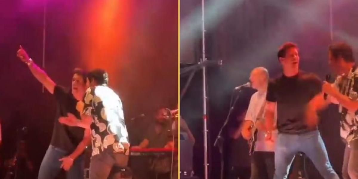 Edu Aguirre lo da todo en el concierto de Taburete