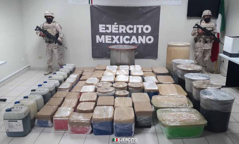 Ejército, Guardia Nacional y FGR aseguran mil 475 kilos de metanfetamina en Sonora