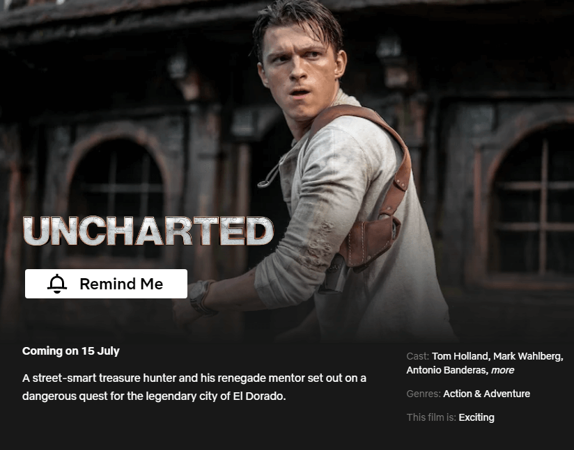 fecha de lanzamiento de uncharted netflix
