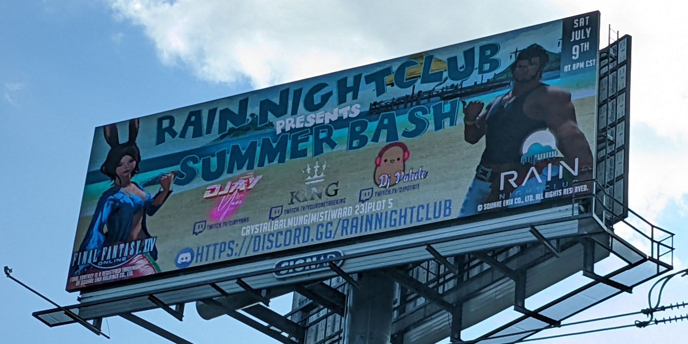 Fiestas de jugadores de Final Fantasy 14 anunciadas con vallas publicitarias reales