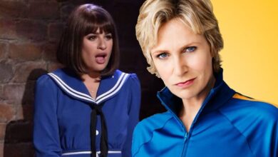 Jane Lynch reacciona ante la coprotagonista de Glee, Lea Michele, en Funny Girl On Broadway
