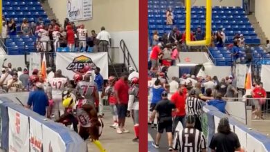 Juego de futbol americano sala termina en pelea campal | Video