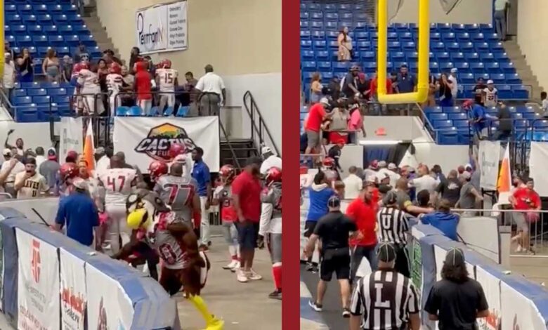 Juego de futbol americano sala termina en pelea campal | Video