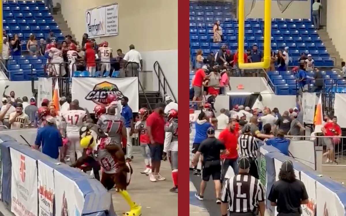 Juego de futbol americano sala termina en pelea campal | Video