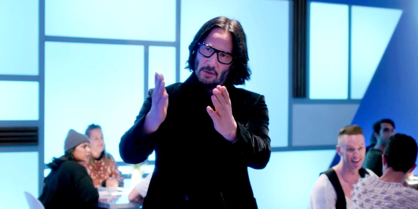 Keanu Reeves hace el día de un joven fanático respondiendo preguntas en el aeropuerto