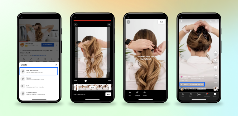 La nueva herramienta de YouTube permite a los creadores convertir sus propios videos en cortos