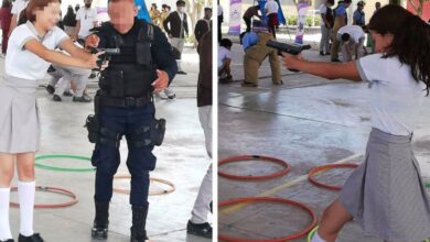Policías enseñan a estudiantes de Guanajuato a usar armas; ONG's condenan los hechos