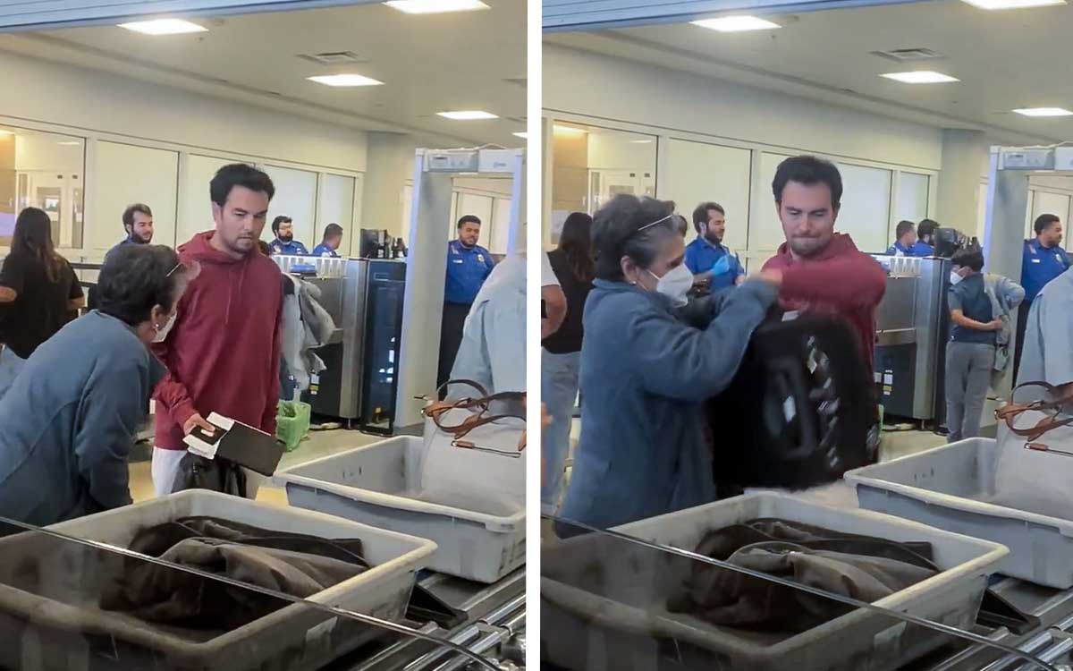Se viraliza video de ‘Checo’ Pérez; ayudó a una señora a cargar su maleta en el aeropuerto de Dallas